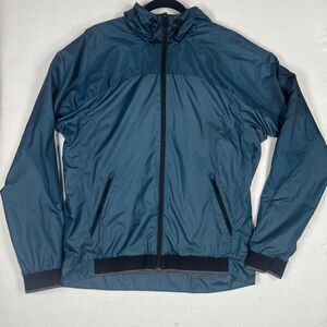 Nike Dri-FIT Men Medium Windbreaker Jacket Blue Full Zip Hooded Running Training